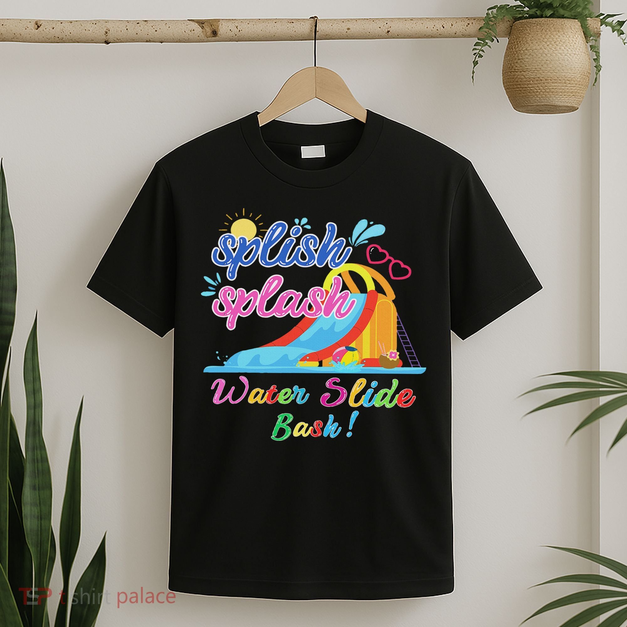 Splish Splash Bash Waterslide Summer Pool Birthday Party T-Shirt