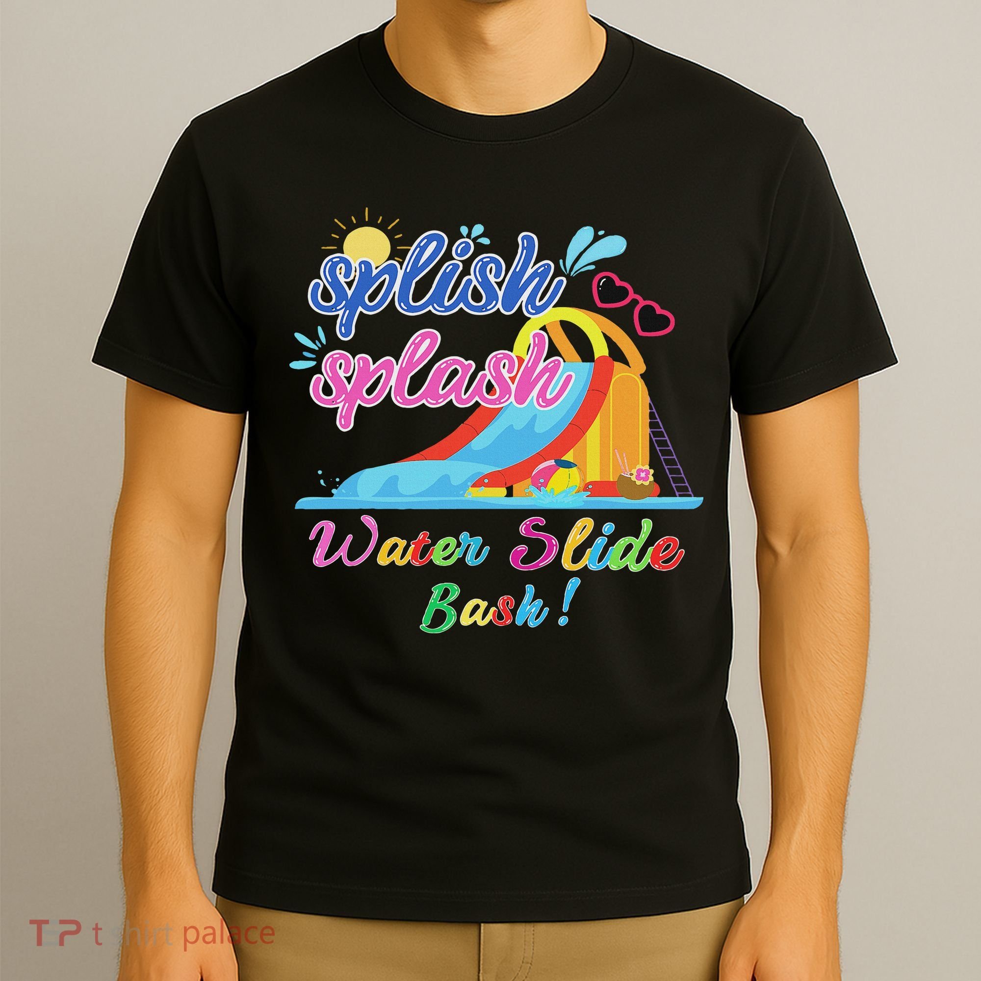 Splish Splash Bash Waterslide Summer Pool Birthday Party T-Shirt
