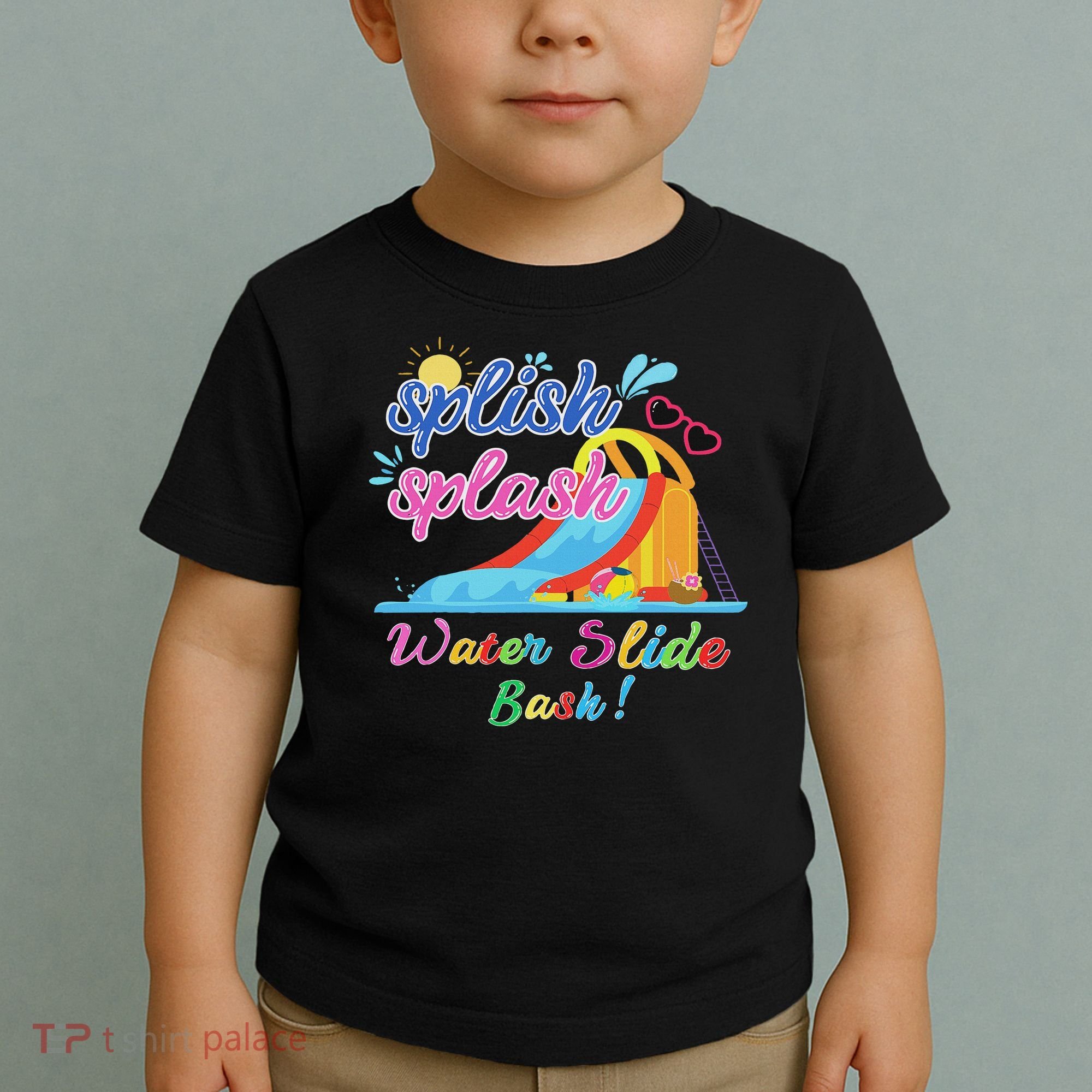 Splish Splash Bash Waterslide Summer Pool Birthday Party Toddler T-Shirt