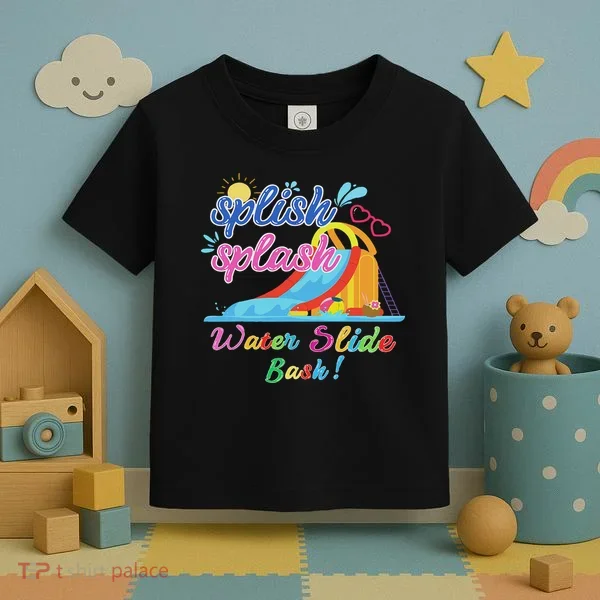 Splish Splash Bash Waterslide Summer Pool Birthday Party Toddler T-Shirt