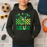 Six Seven Bruh St Patricks Day 6-7 Meme 67 Kids Hoodie thumb 2