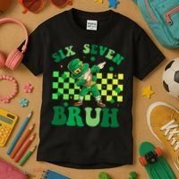 Six Seven Bruh St Patricks Day 6-7 Meme 67 Kids T-Shirt thumb 3