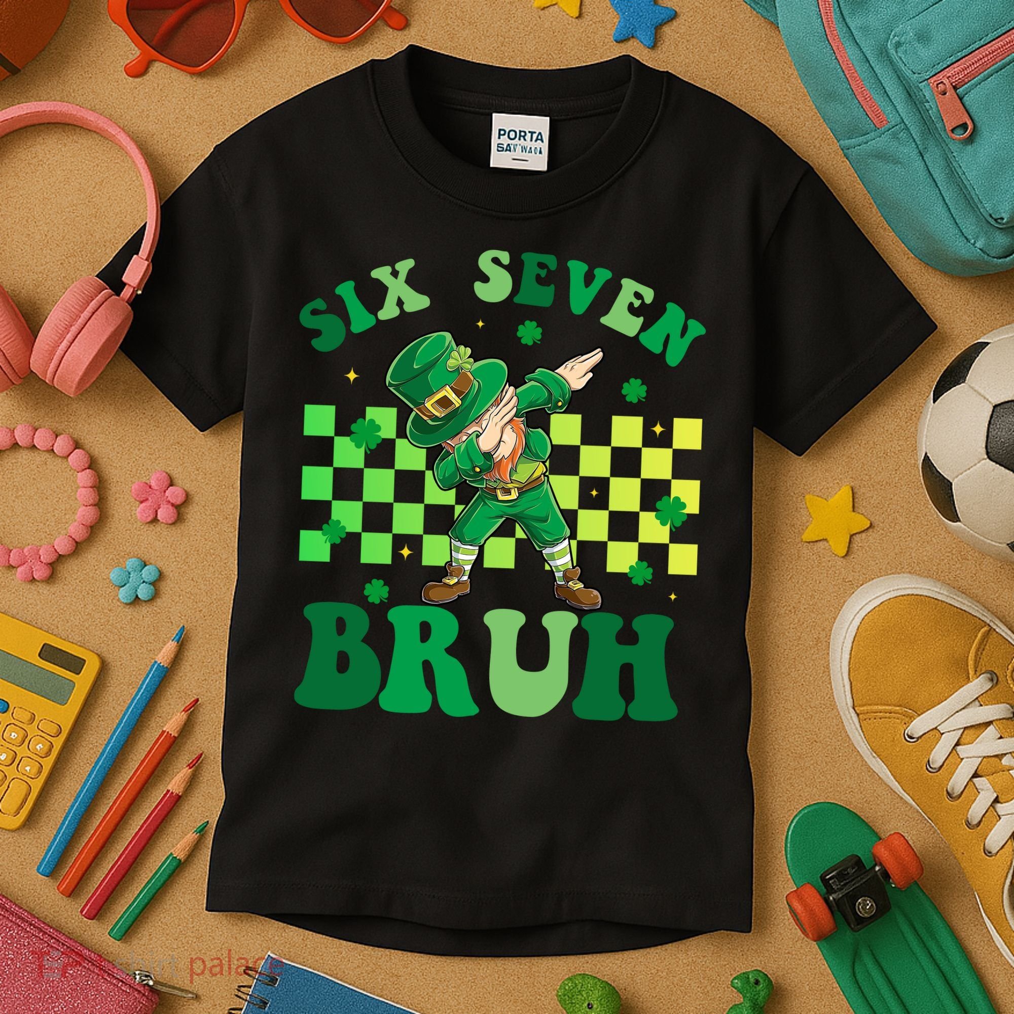 Six Seven Bruh St Patricks Day 6-7 Meme 67 Kids T-Shirt