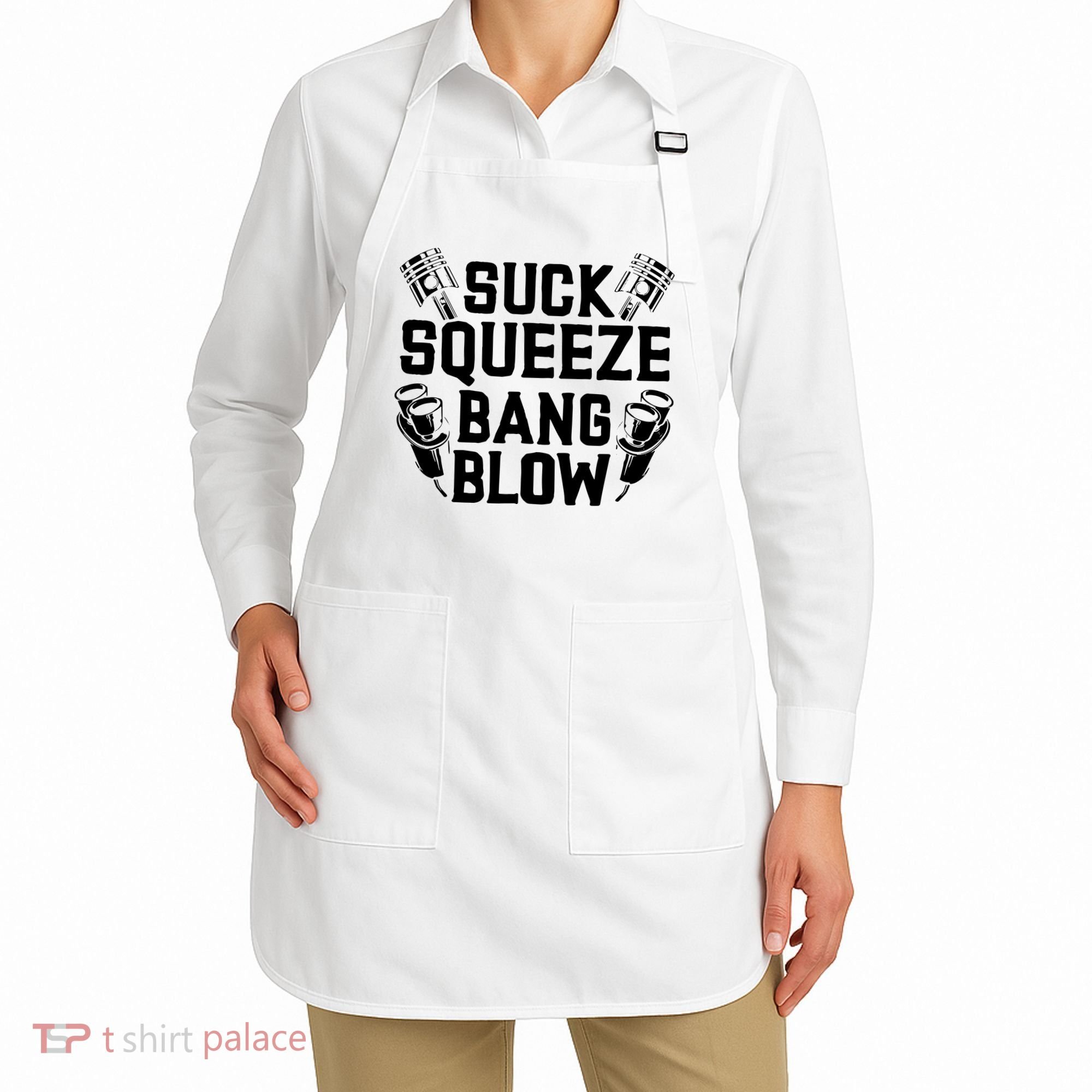 Suck Squeeze Bang Blow Funny Mechanic Apron
