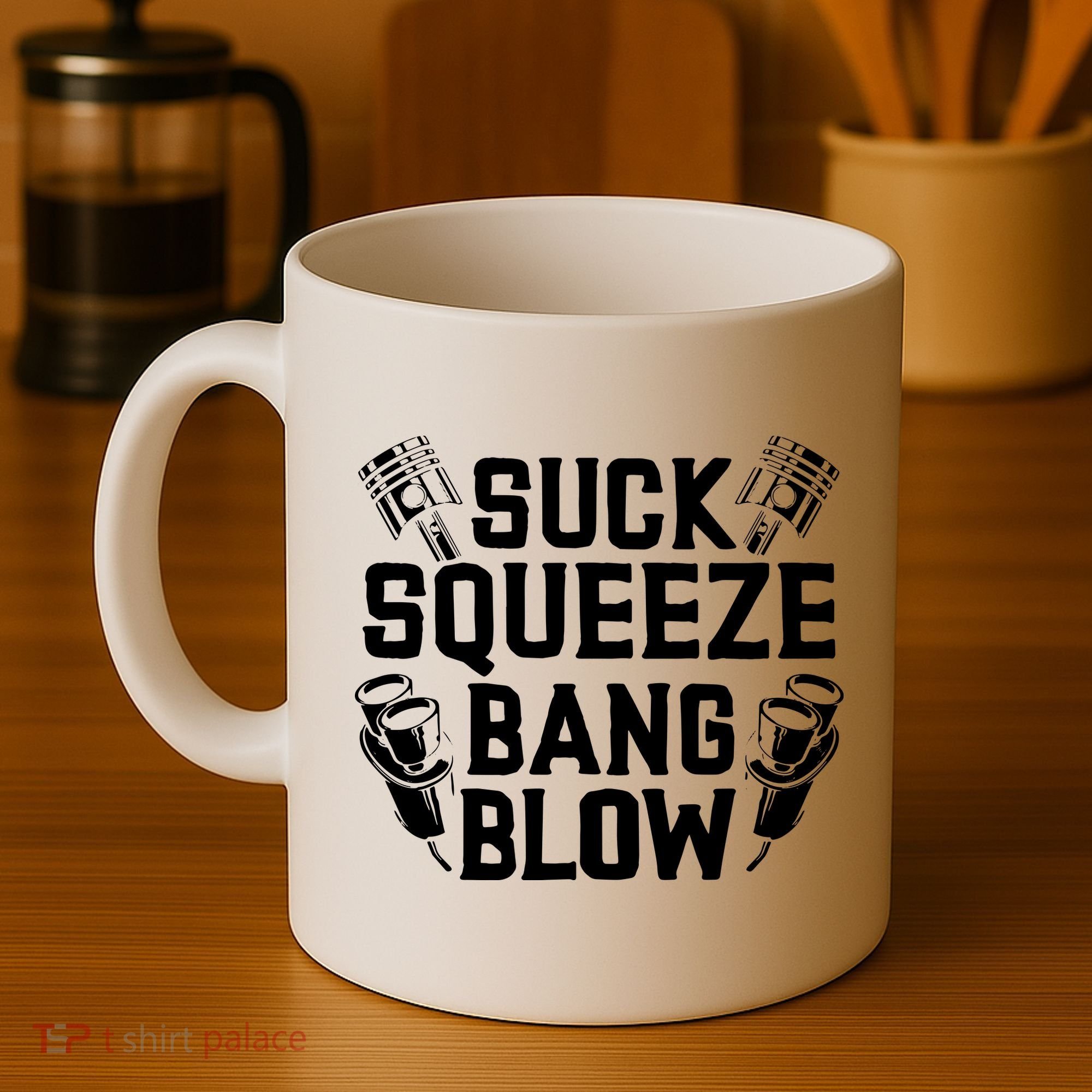 Suck Squeeze Bang Blow Funny Mechanic Coffee Mug