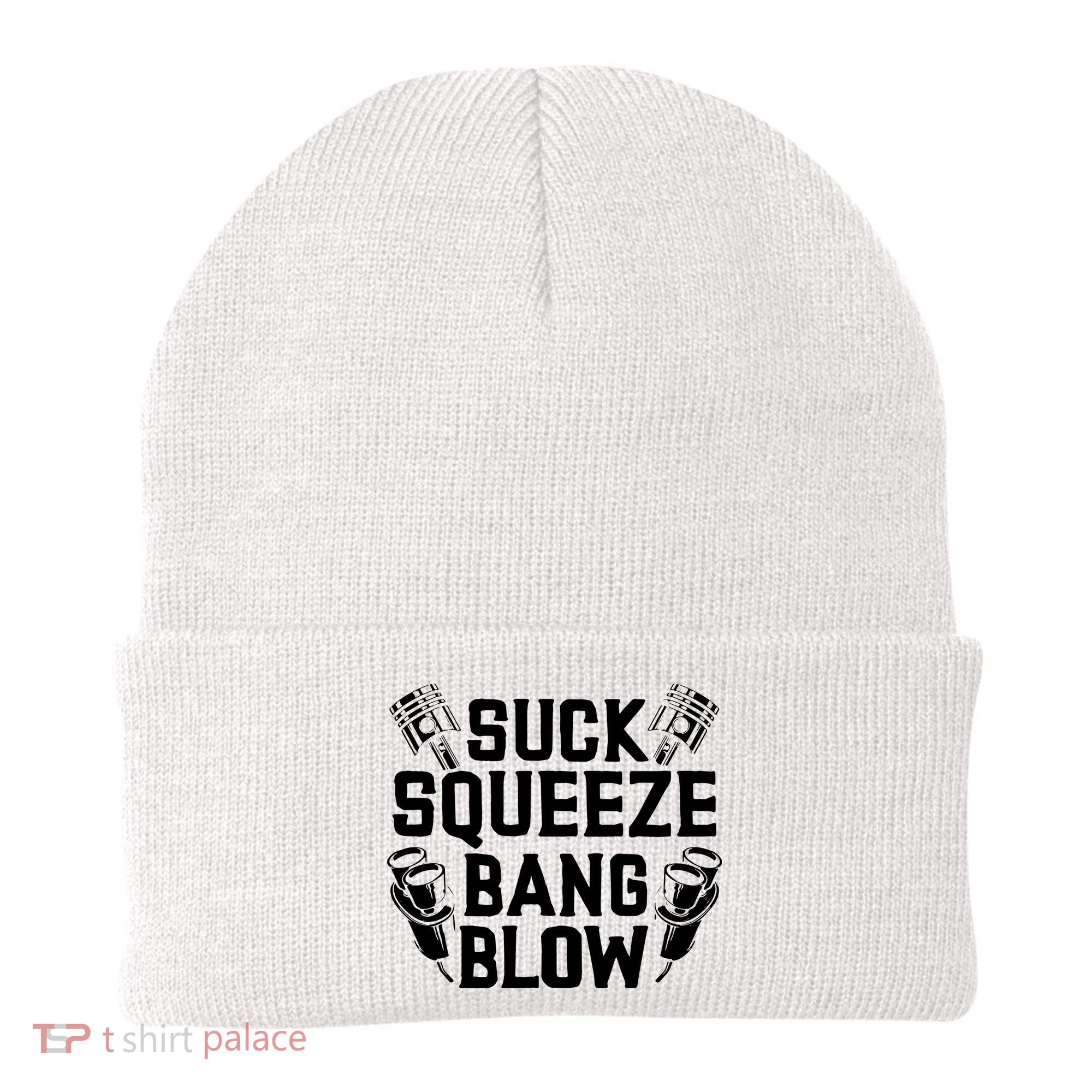 Suck Squeeze Bang Blow Funny Mechanic Beanie