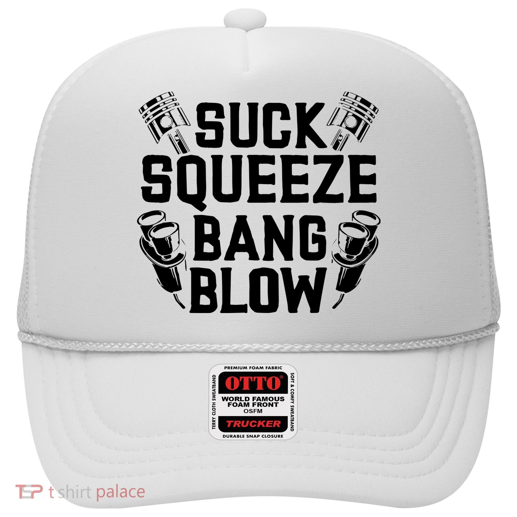 Suck Squeeze Bang Blow Funny Mechanic Hat