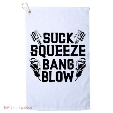 Suck Squeeze Bang Blow Funny Mechanic Golf Towel