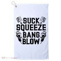 Suck Squeeze Bang Blow Funny Mechanic Golf Towel thumb 0