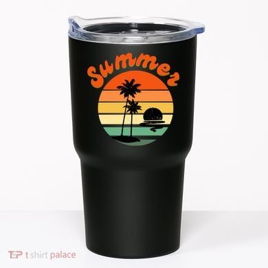 Summer Sunset Beach Retro Vacation Tumbler