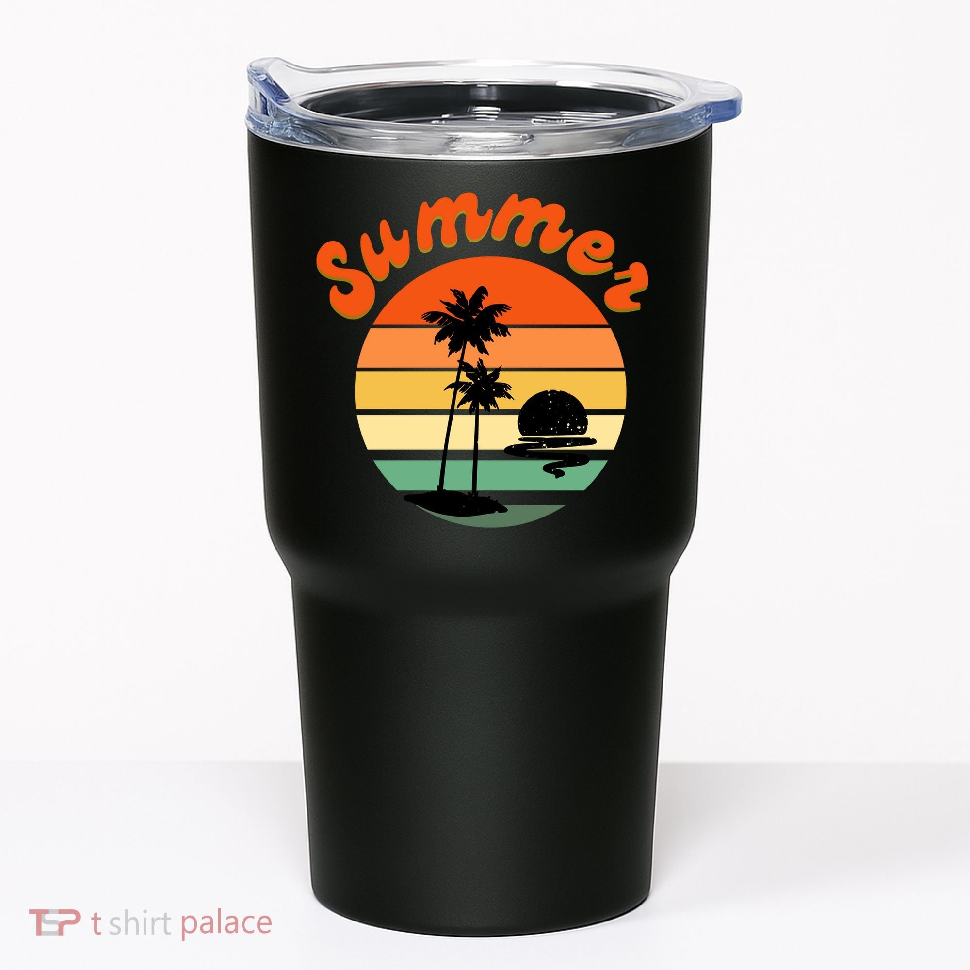Summer Sunset Beach Retro Vacation Tumbler