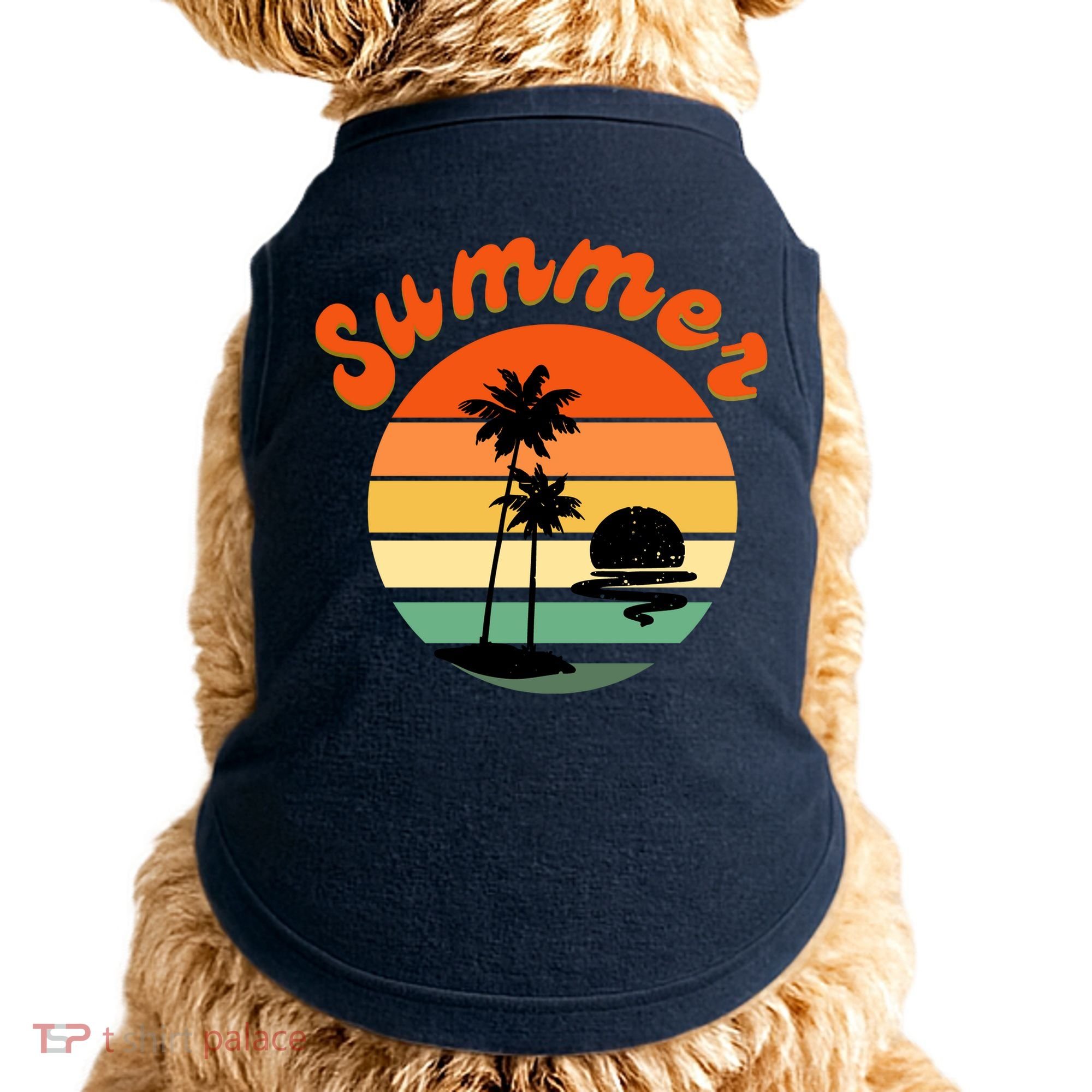 Summer Sunset Beach Retro Vacation Doggie Tank