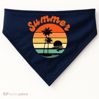 Summer Sunset Beach Retro Vacation USA-Made Doggie Bandana