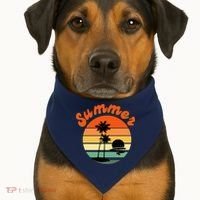 Summer Sunset Beach Retro Vacation USA-Made Doggie Bandana thumb 1