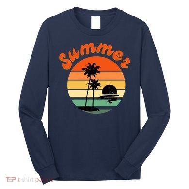 Summer Sunset Beach Retro Vacation Long Sleeve Shirt