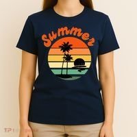 Summer Sunset Beach Retro Vacation T-Shirt thumb 4