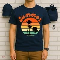 Summer Sunset Beach Retro Vacation T-Shirt thumb 6