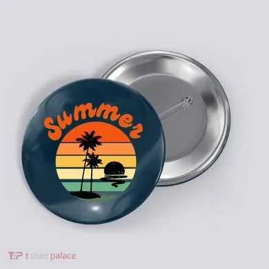 Summer Sunset Beach Retro Vacation Button