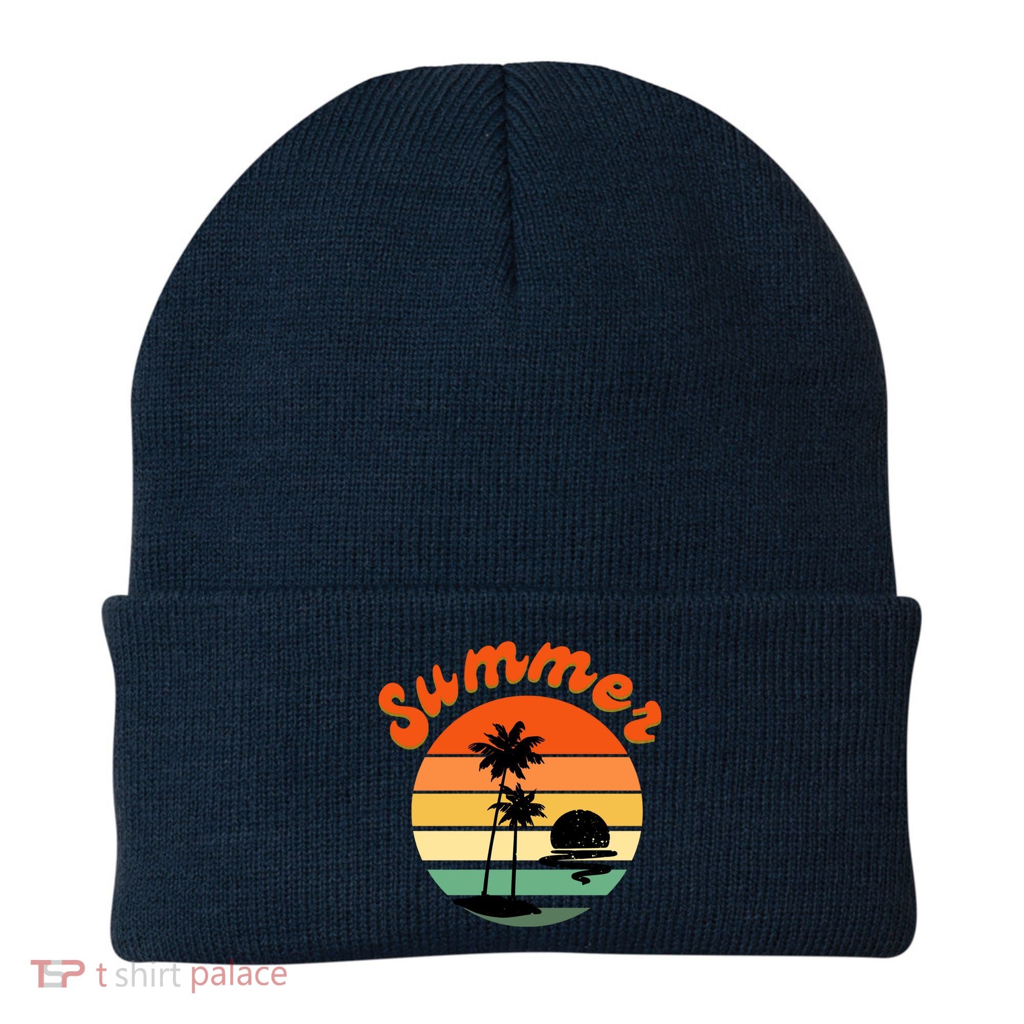 Summer Sunset Beach Retro Vacation Beanie