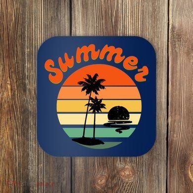 Summer Sunset Beach Retro Vacation Coaster