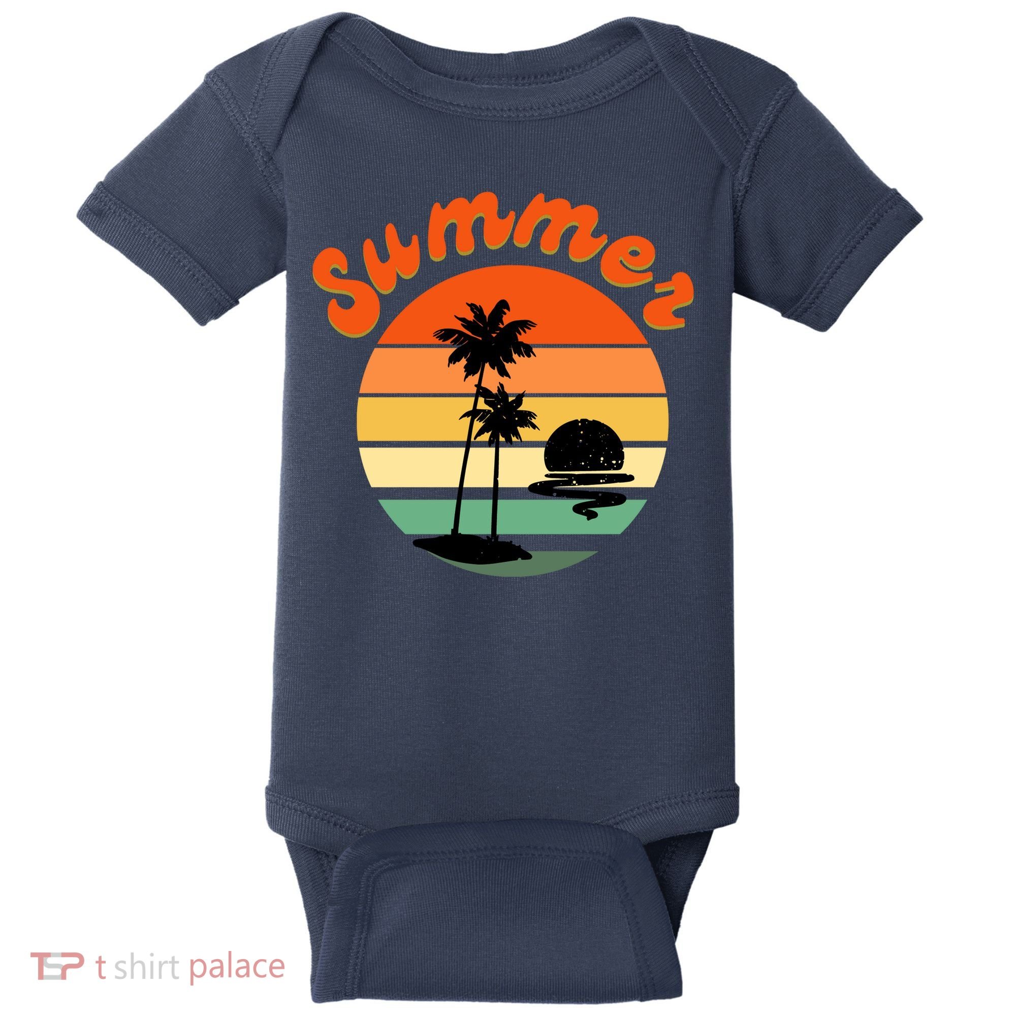 Summer Sunset Beach Retro Vacation Baby Bodysuit