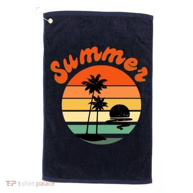 Summer Sunset Beach Retro Vacation Golf Towel