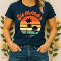 Summer Sunset Beach Retro Vacation Women's T-Shirt thumb 2