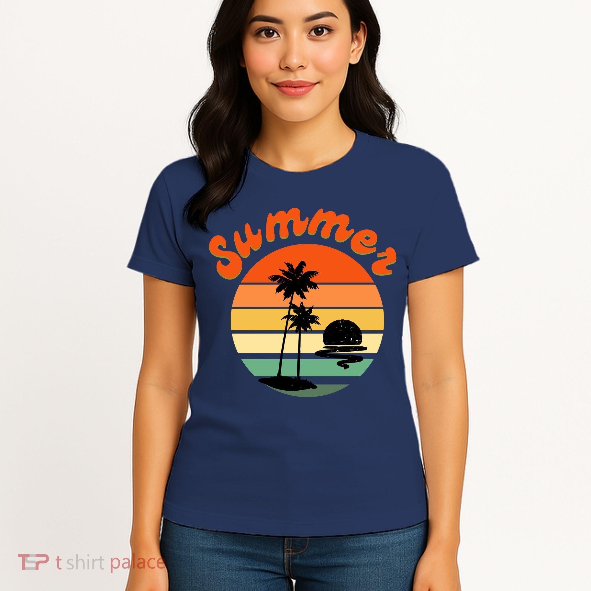 Summer Sunset Beach Retro Vacation Women's T-Shirt