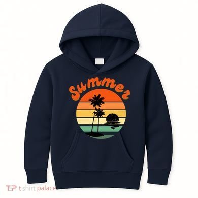 Summer Sunset Beach Retro Vacation Kids Hoodie