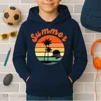 Summer Sunset Beach Retro Vacation Kids Hoodie thumb 2
