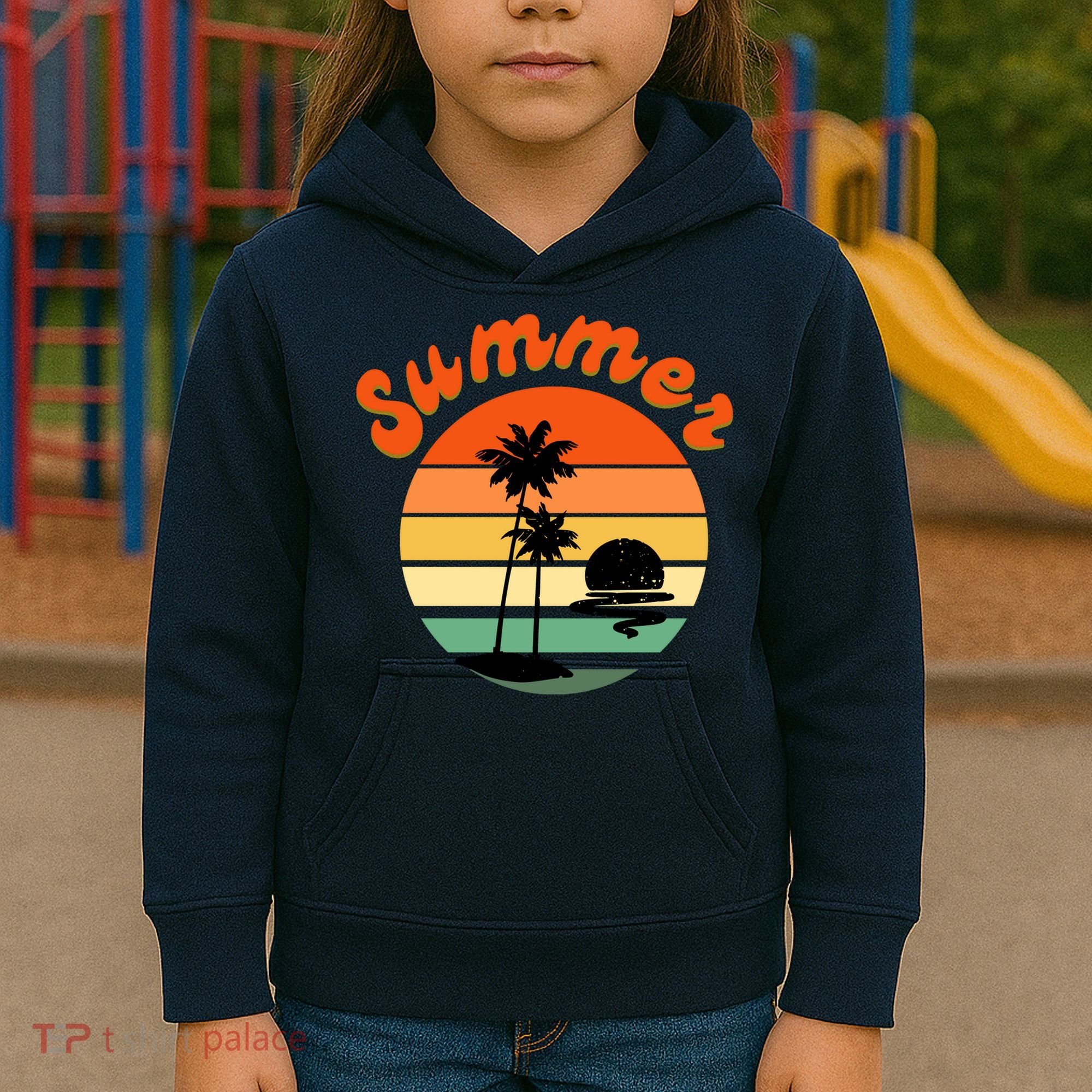 Summer Sunset Beach Retro Vacation Kids Hoodie