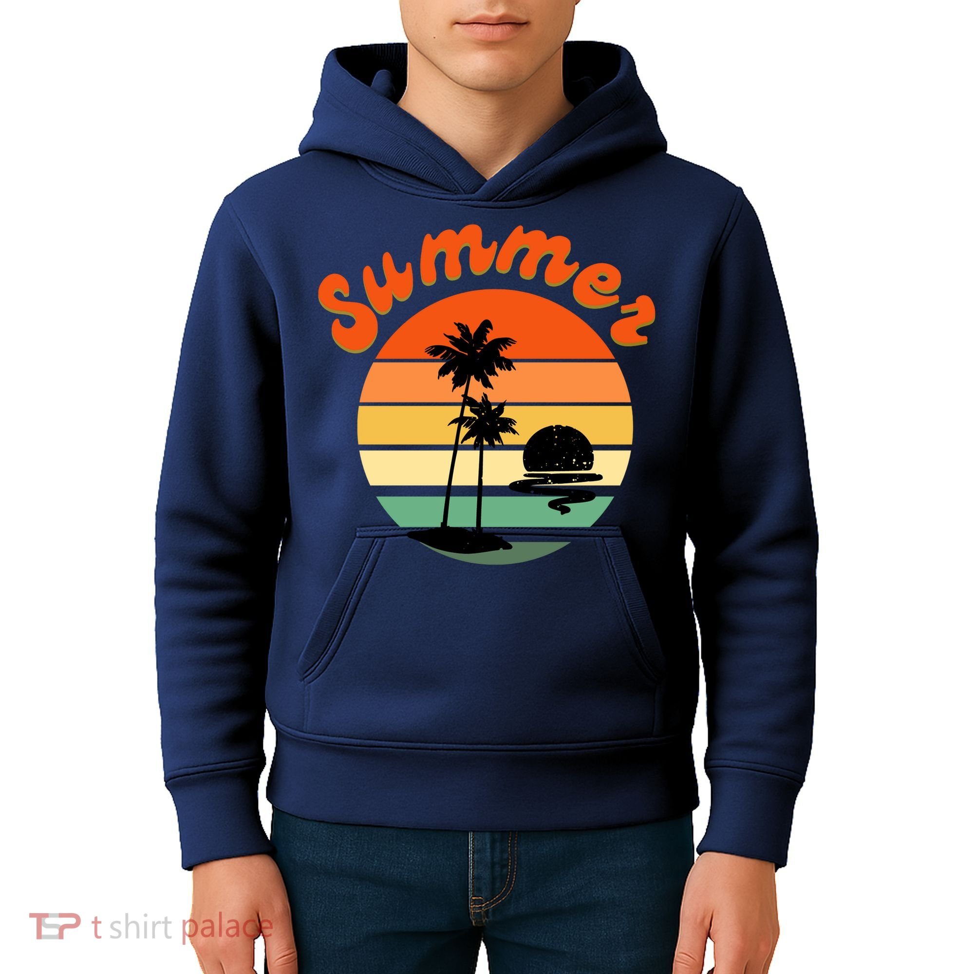 Summer Sunset Beach Retro Vacation Kids Hoodie