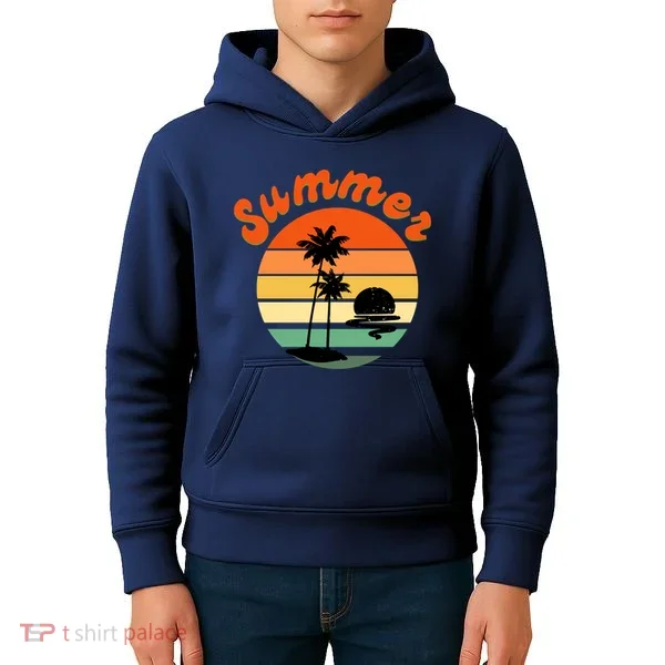 Summer Sunset Beach Retro Vacation Kids Hoodie