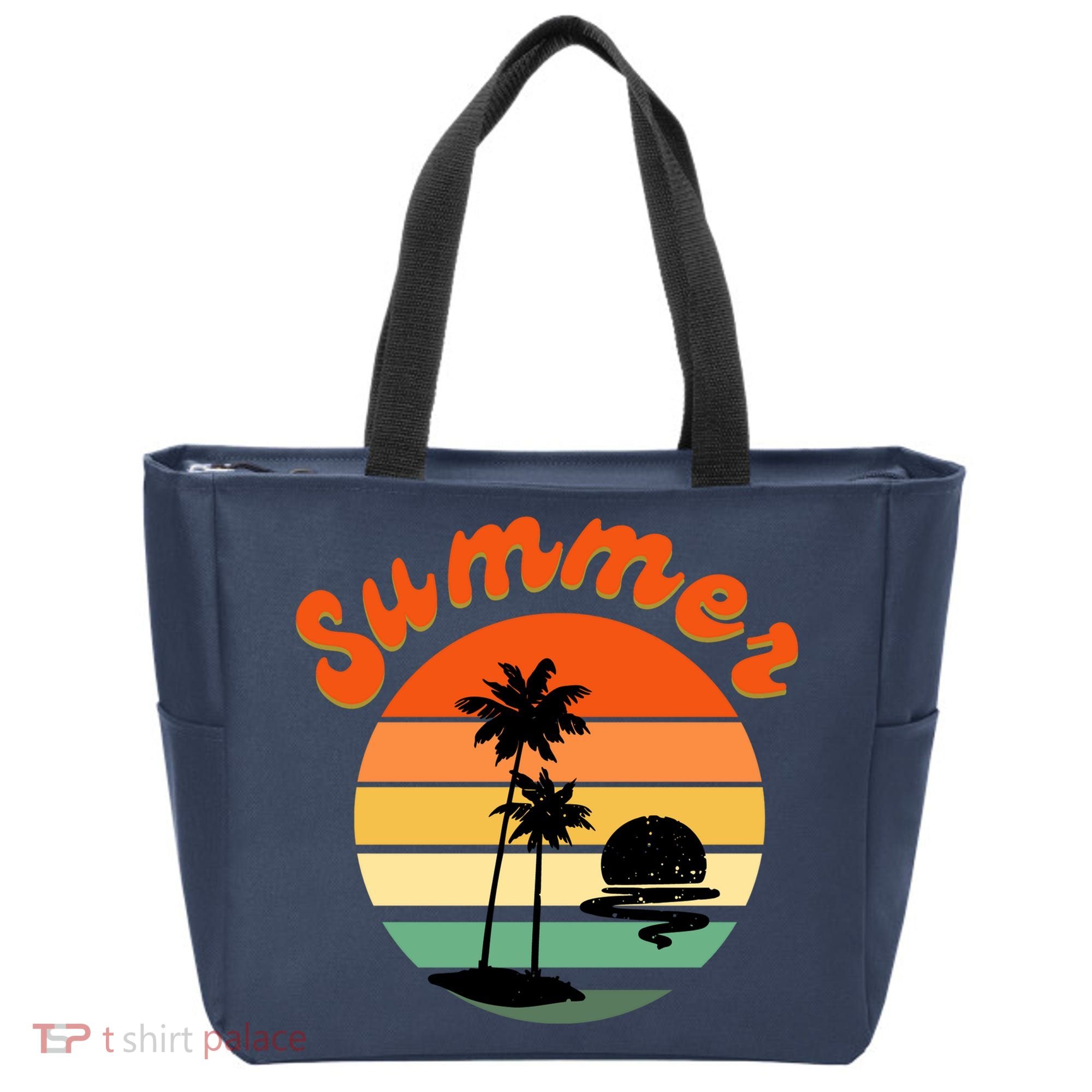 Summer Sunset Beach Retro Vacation Tote Bag