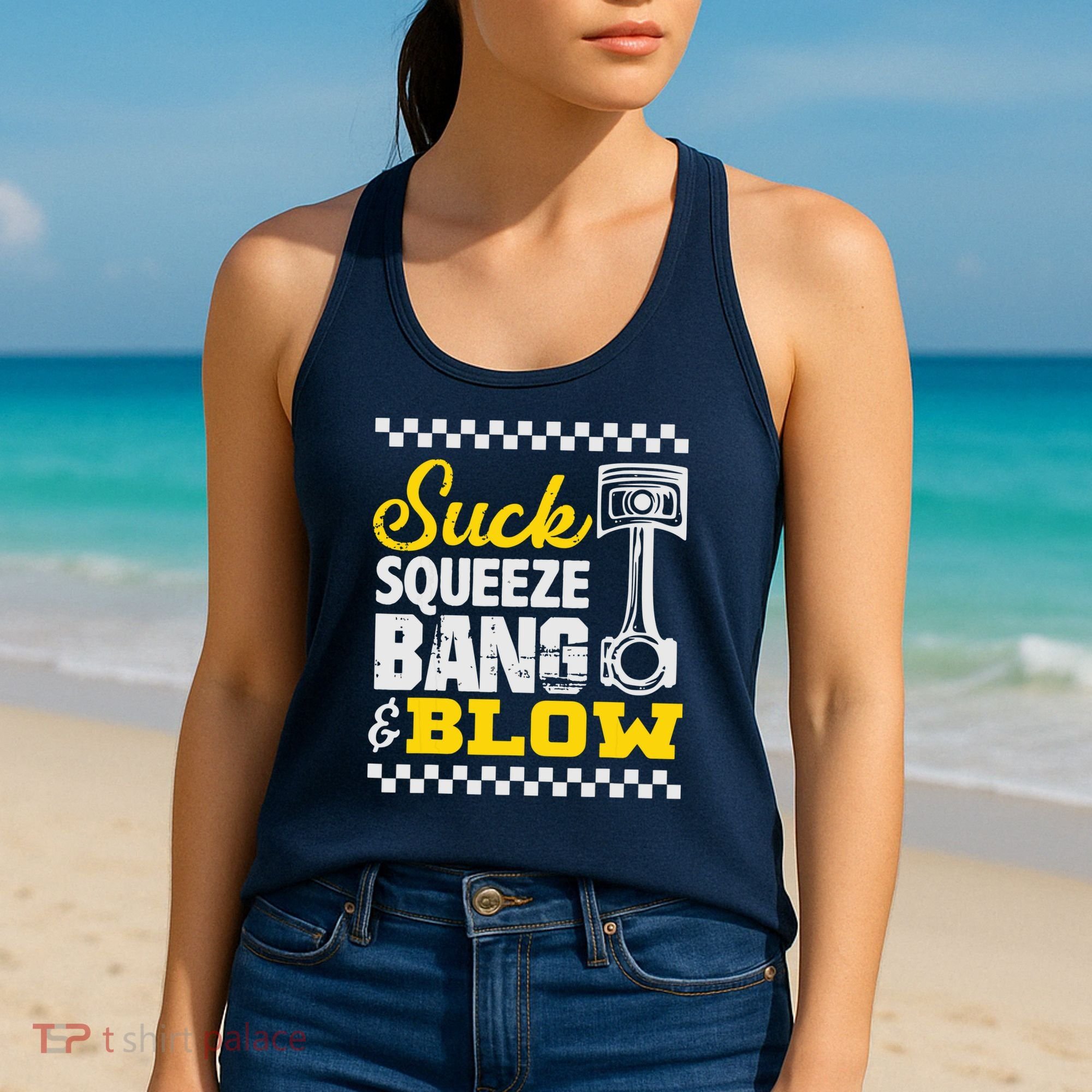 Suck Squeeze Bang Blow Car Lovers Women's Tank Top