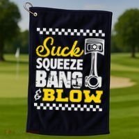 Suck Squeeze Bang Blow Car Lovers Golf Towel thumb 1