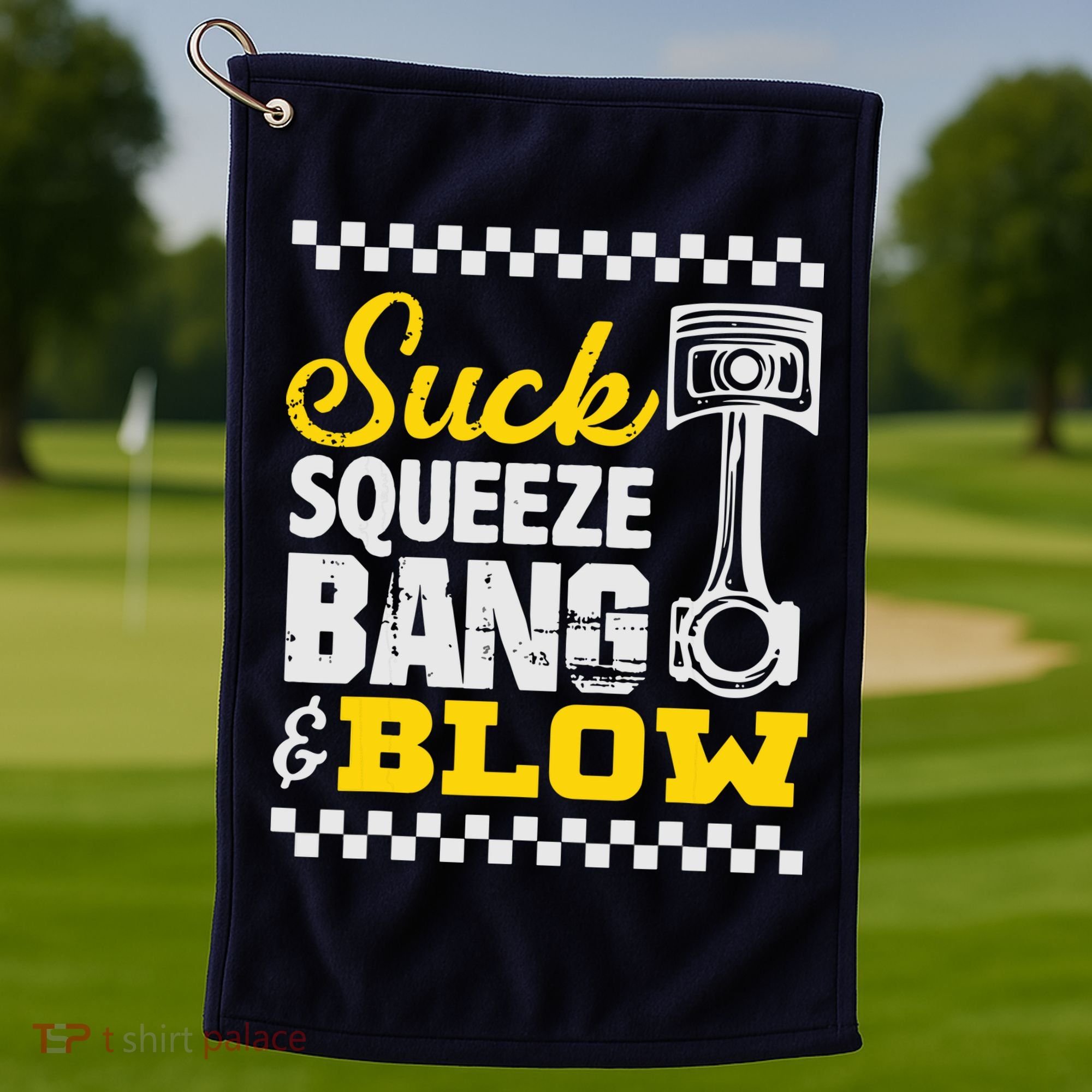 Suck Squeeze Bang Blow Car Lovers Golf Towel