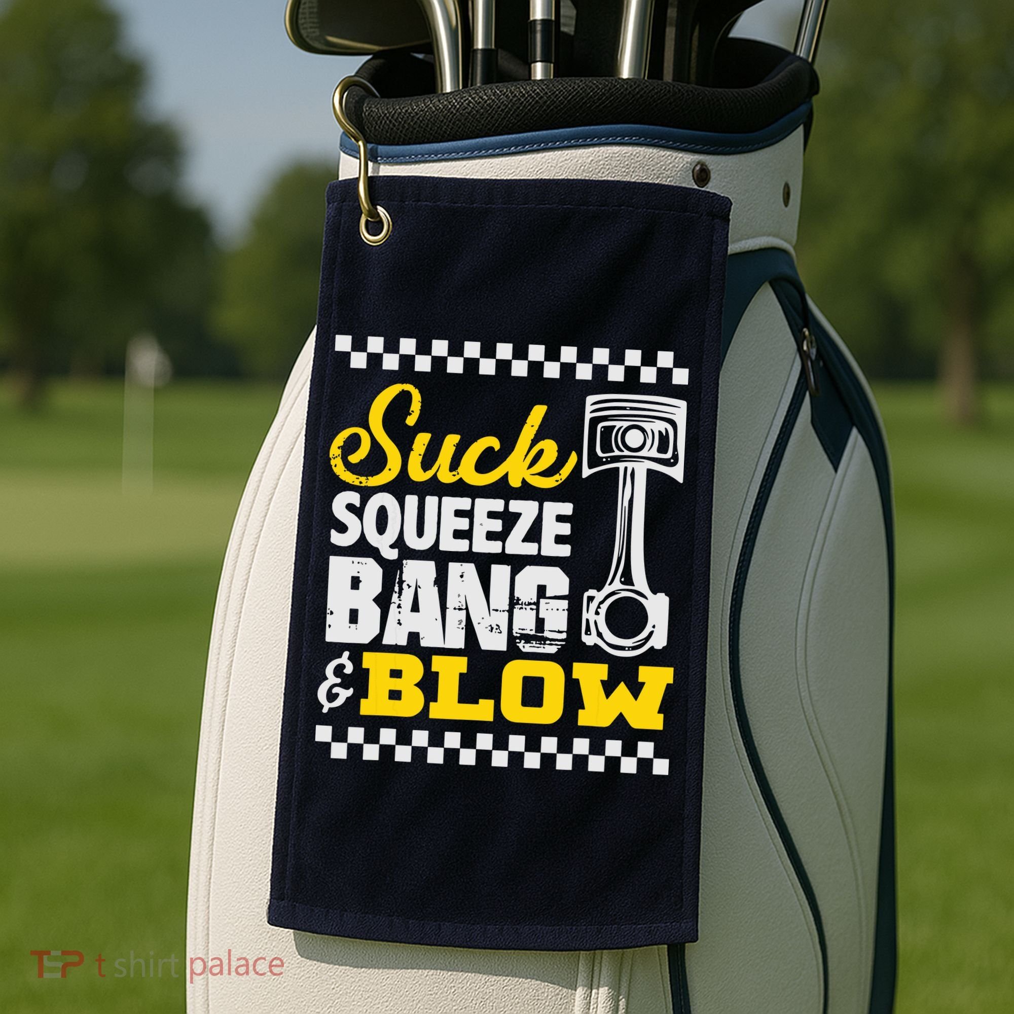 Suck Squeeze Bang Blow Car Lovers Golf Towel