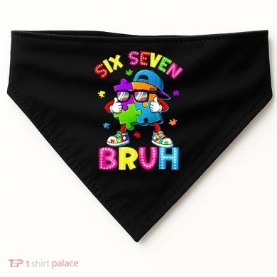 Six Seven Bruh 67 Autism Puzzle 6-7 Meme USA-Made Doggie Bandana