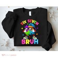 Six Seven Bruh 67 Autism Puzzle 6-7 Meme Sweatshirt thumb 2