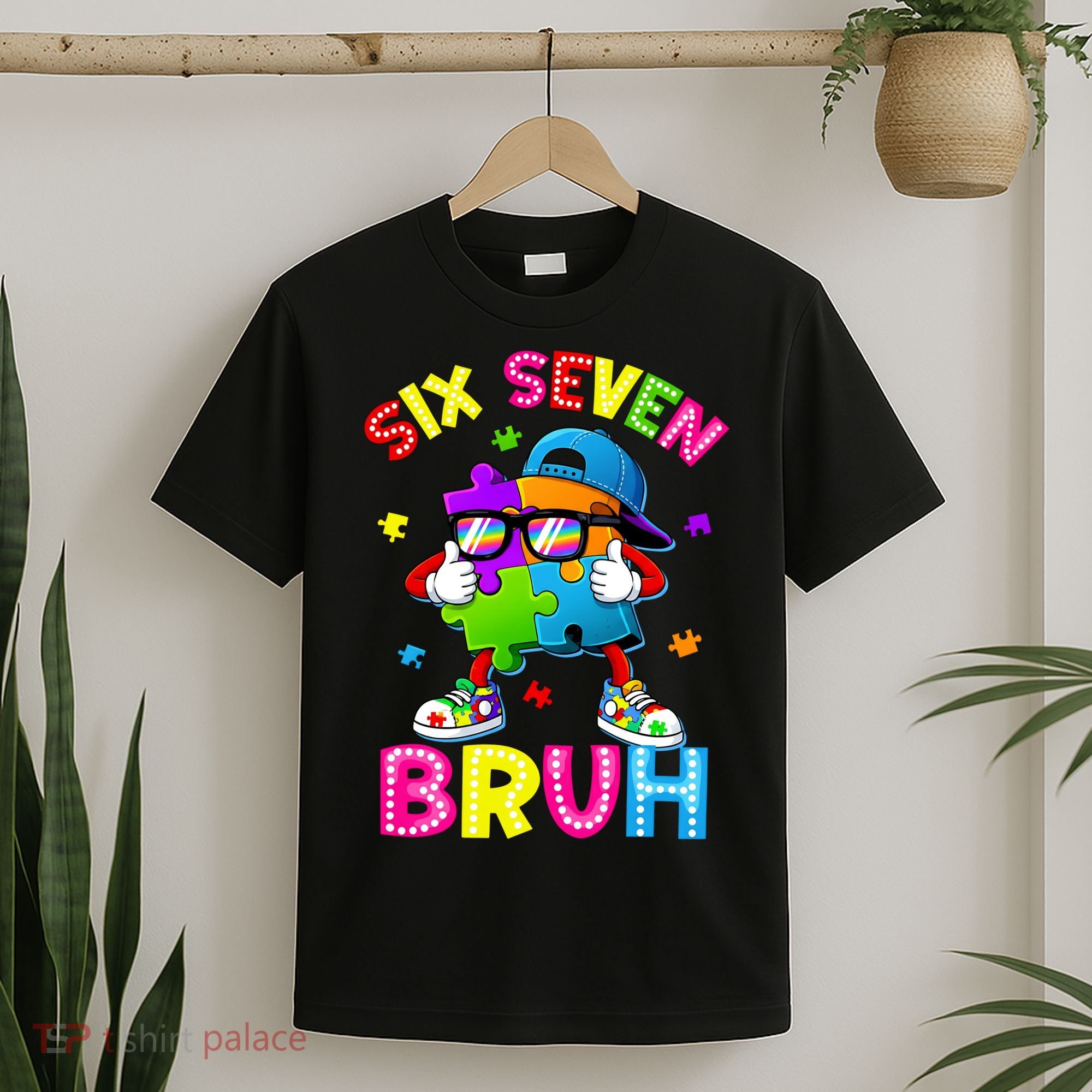 Six Seven Bruh 67 Autism Puzzle 6-7 Meme T-Shirt