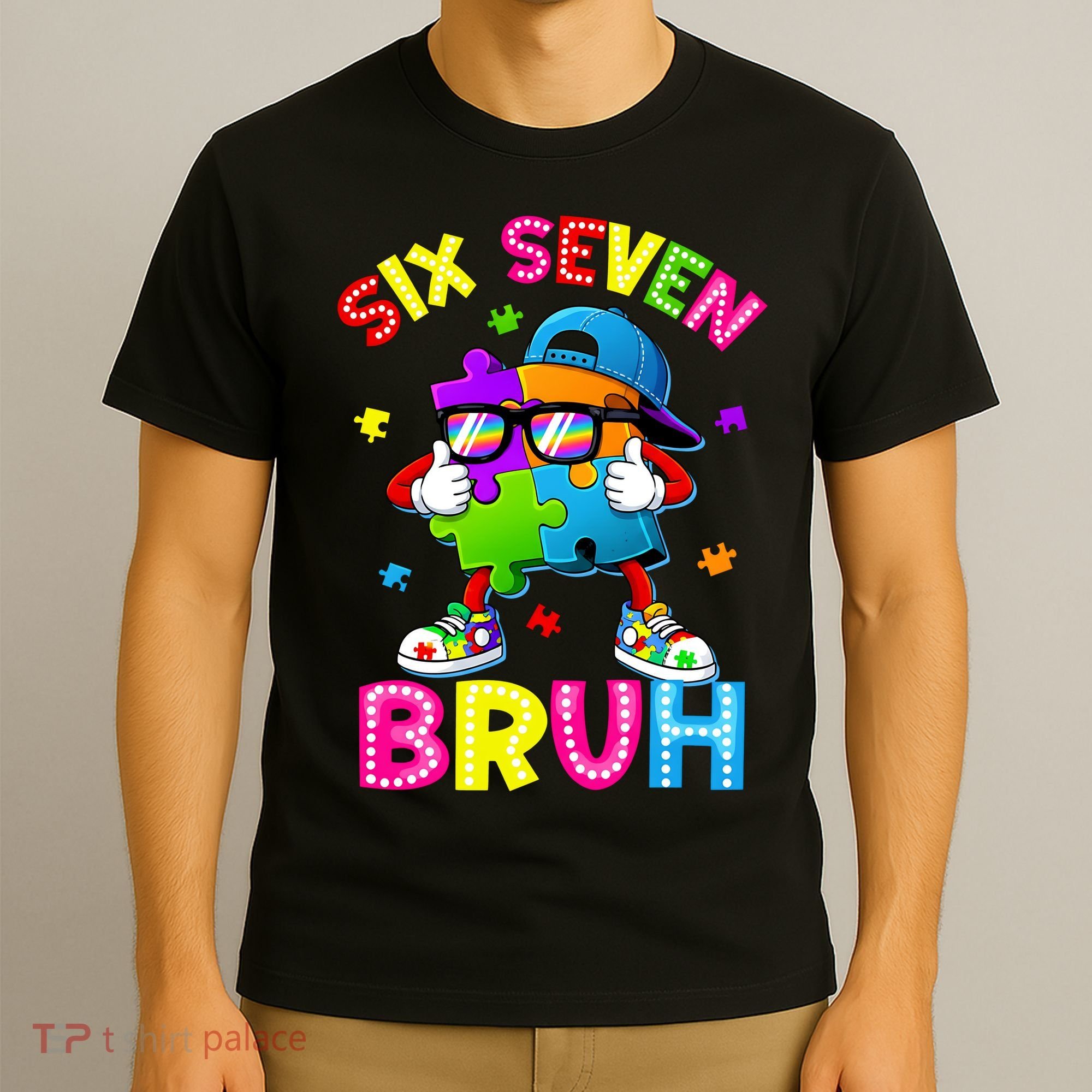 Six Seven Bruh 67 Autism Puzzle 6-7 Meme T-Shirt