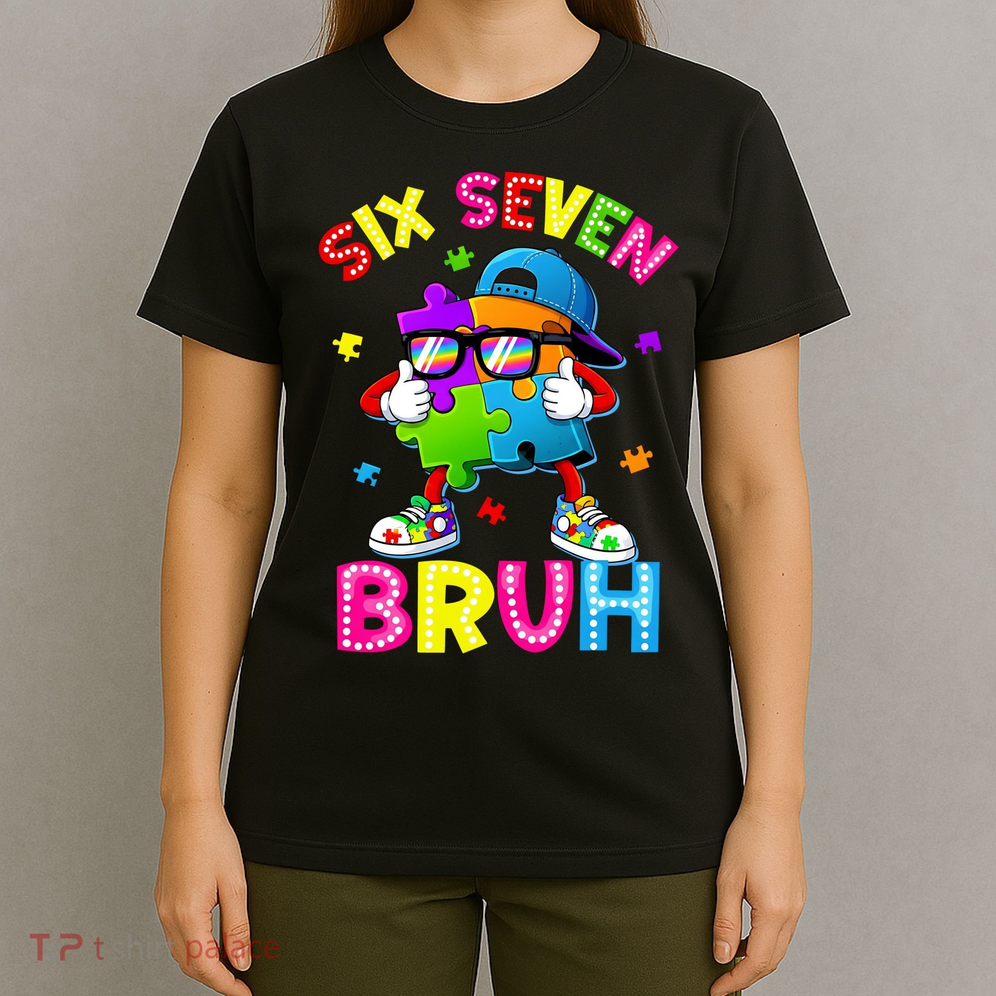 Six Seven Bruh 67 Autism Puzzle 6-7 Meme T-Shirt