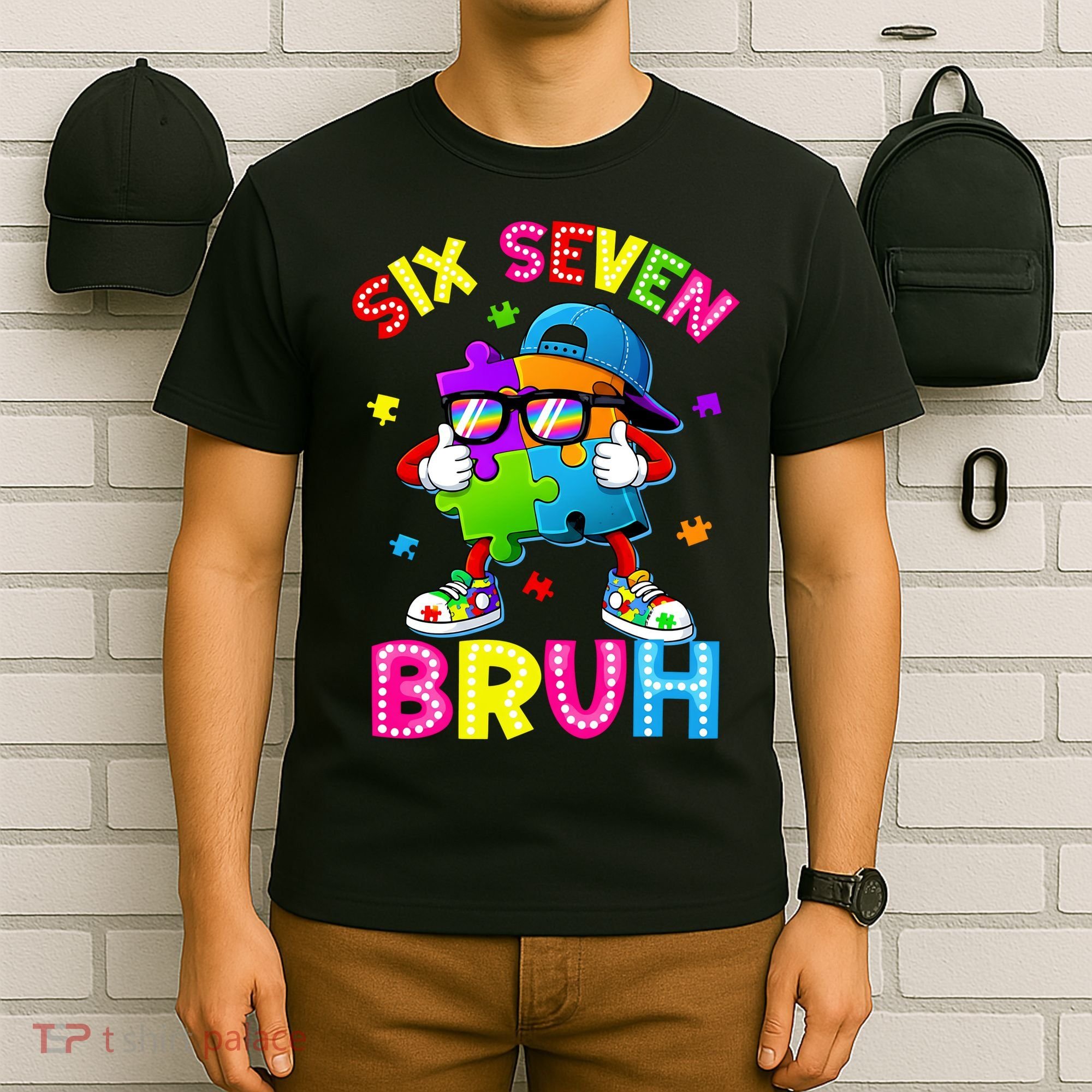 Six Seven Bruh 67 Autism Puzzle 6-7 Meme T-Shirt