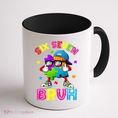 Six Seven Bruh 67 Autism Puzzle 6-7 Meme Coffee Mug back