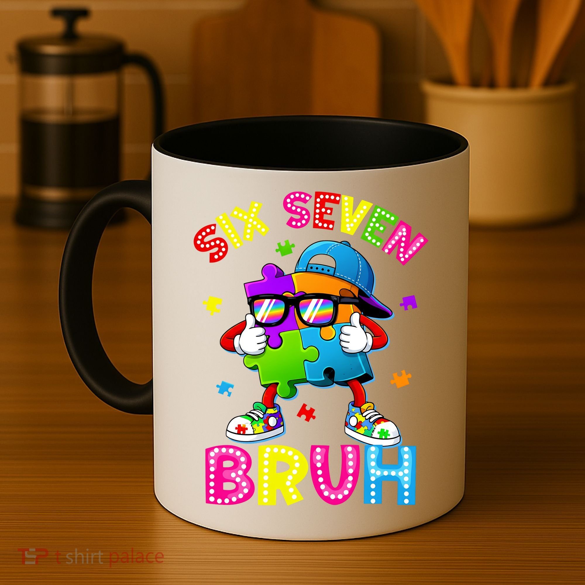 Six Seven Bruh 67 Autism Puzzle 6-7 Meme Coffee Mug