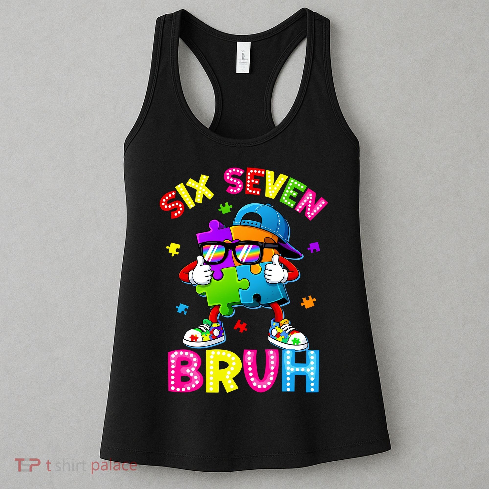 Six Seven Bruh 67 Autism Puzzle 6-7 Meme Women's Tank Top