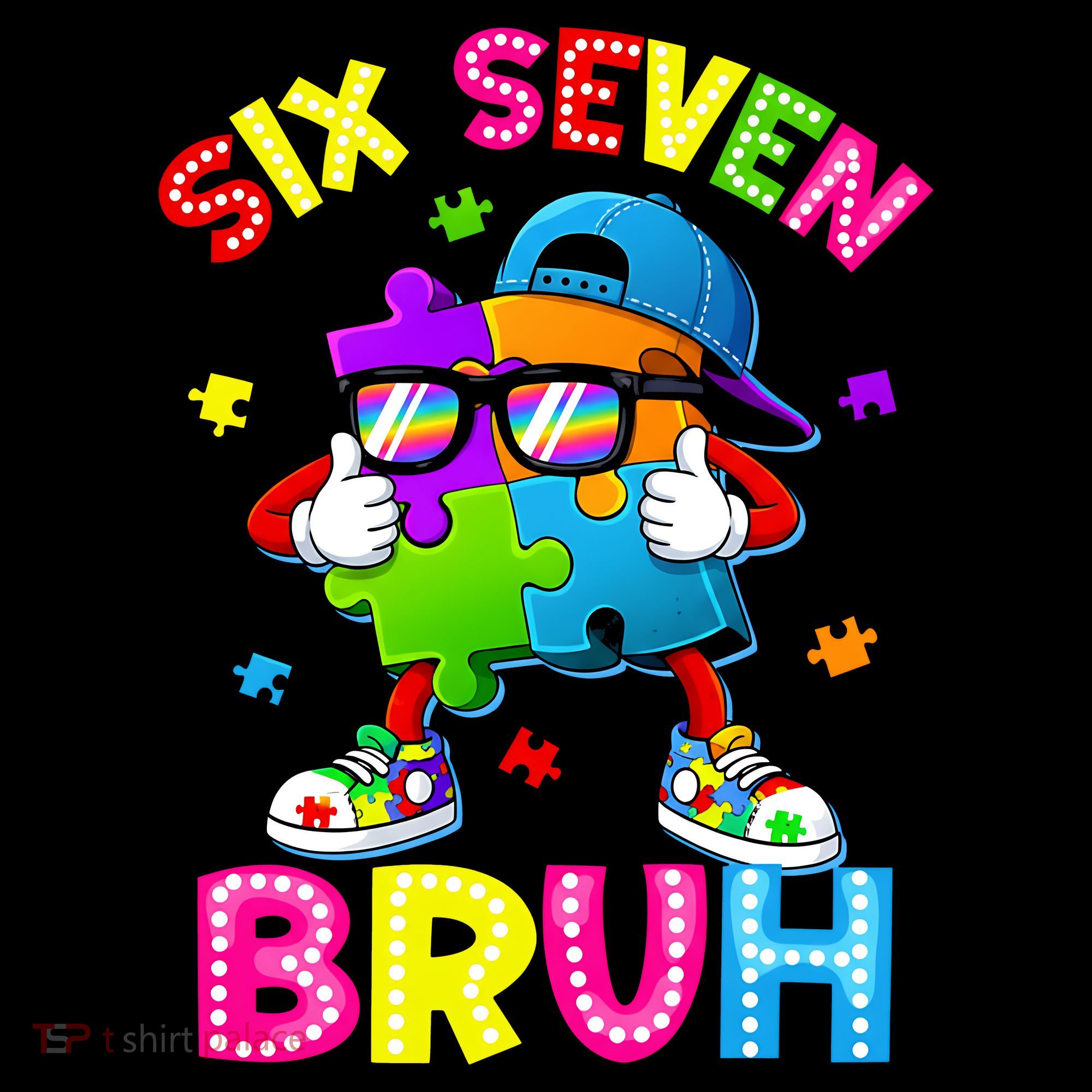 Six Seven Bruh 67 Autism Puzzle 6-7 Meme Baby Bodysuit