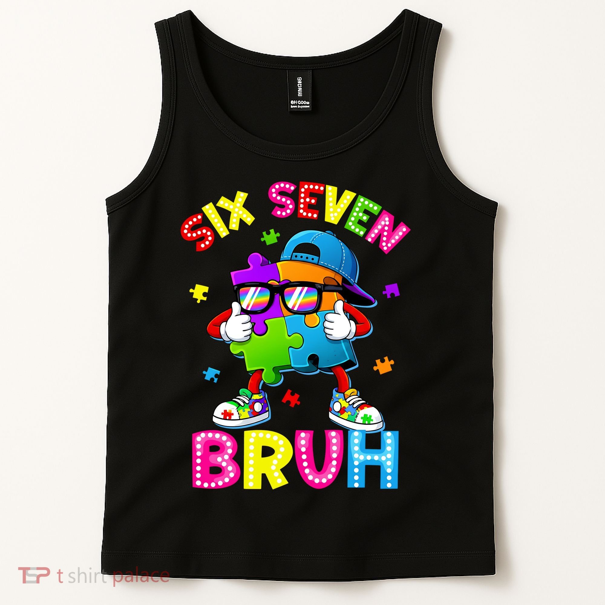 Six Seven Bruh 67 Autism Puzzle 6-7 Meme Tank Top