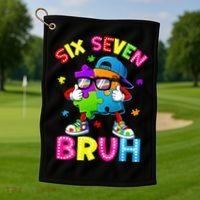 Six Seven Bruh 67 Autism Puzzle 6-7 Meme Golf Towel thumb 1